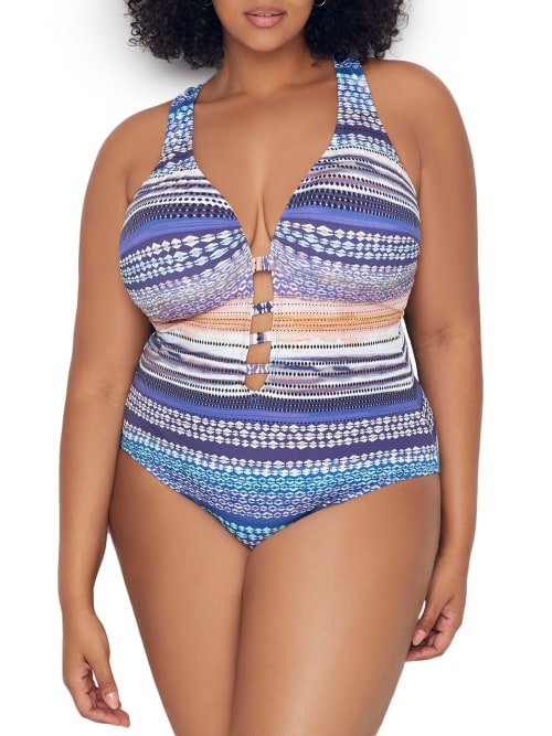 Kenneth Cole PLUS SIZE CLOSER TOGETHER X-BACK ONE-PIECE